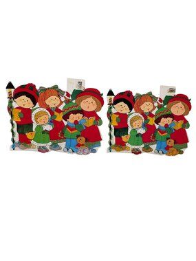 Vintage Eureka Double Sided Set of 2 Cut Outs Wall Decor Christmas Carolers